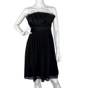 WHBM Mini Dress Babydoll Strapless Cocktail Black Whimsygoth Size 6